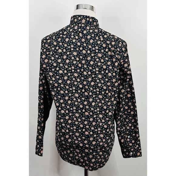 J Crew Medium Slim Fit Flex Washed Shirt Floral Print Yellow Green Button Down - Picture 5 of 5